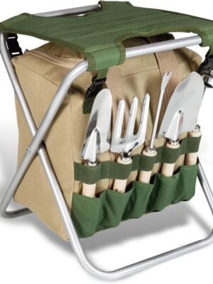 Folding Garden Stool with Tool Set