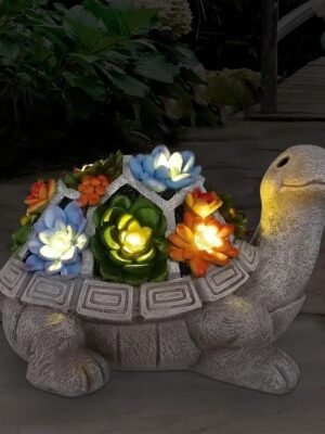 Solar Garden Turtle Statue