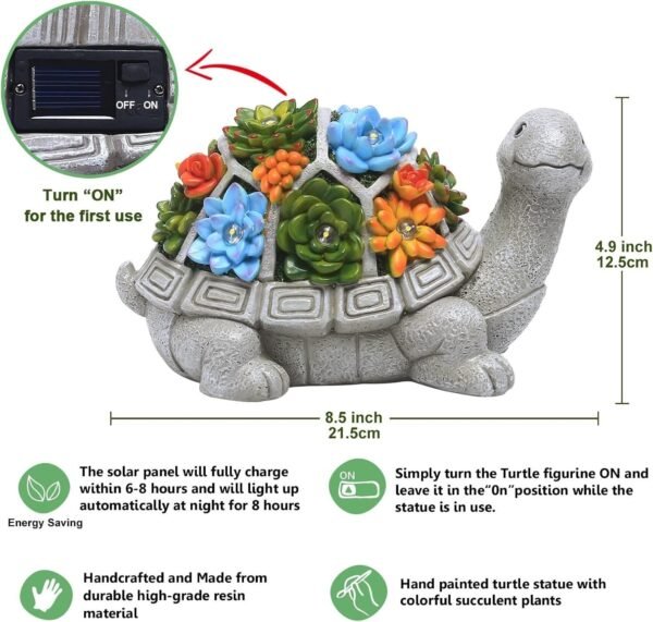 Solar Garden Turtle Statue