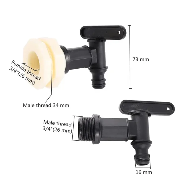 3/4 Inch Thread Plastic IBC Tank Tap Faucet Adapter